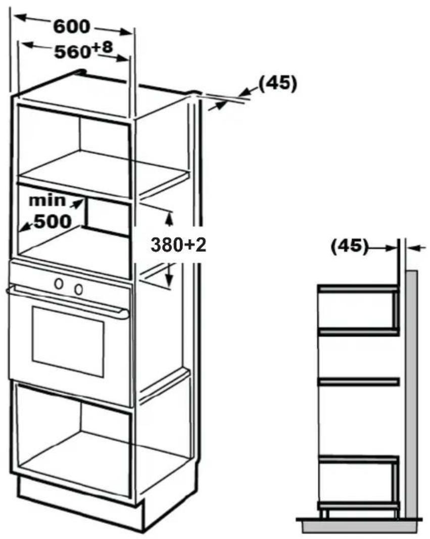 GRUNDIG GMI3141X - Dimensiunile mobilierului pentru instalarea încastrată - 1