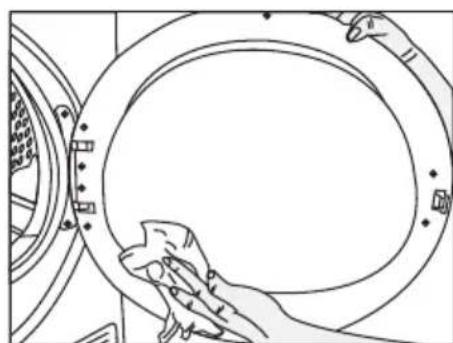 GRUNDIG GTN 27112 G - Nettoyage du filtré à peluche / Surface interieure de la porte de chargement - 6