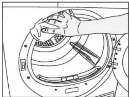 GRUNDIG GTN 27112 G - Nettoyage du filtré à peluche / Surface interieure de la porte de chargement - 7