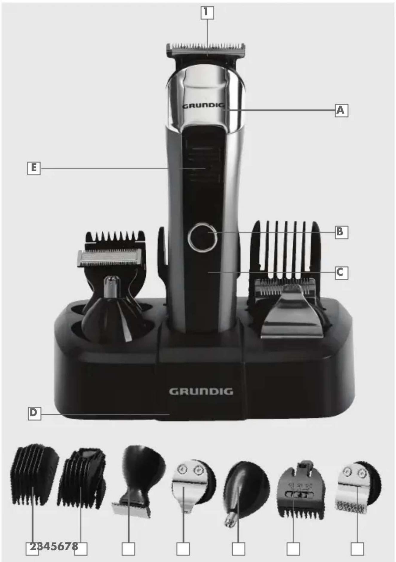 GRUNDIG MGK 6841 - Multi Grooming Kit with Charging Dock User Manual - 2
