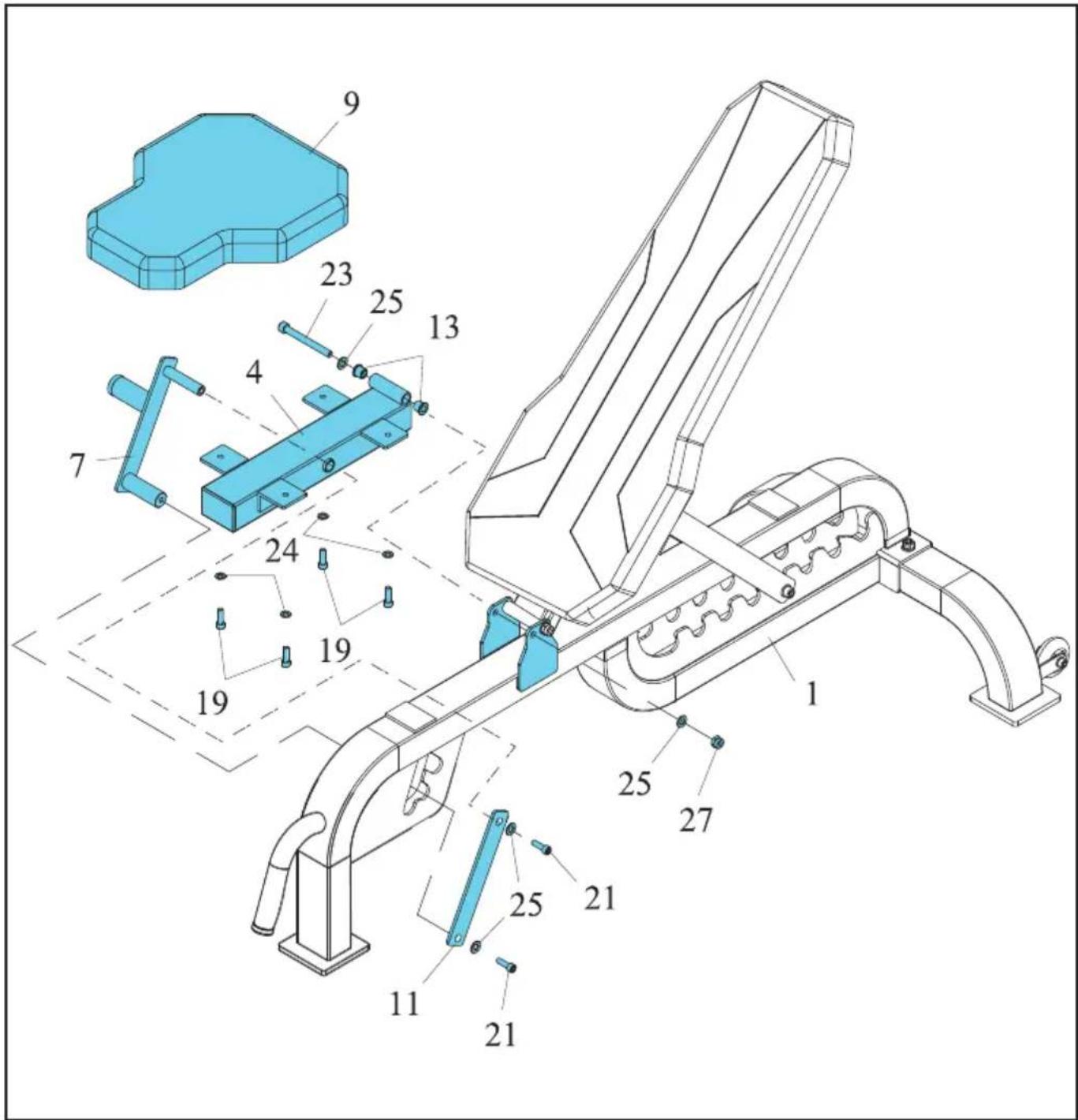 Technical diagram of a mechanical assembly with numbered components and exploded view, likely for engineering or manufacturing documentation.