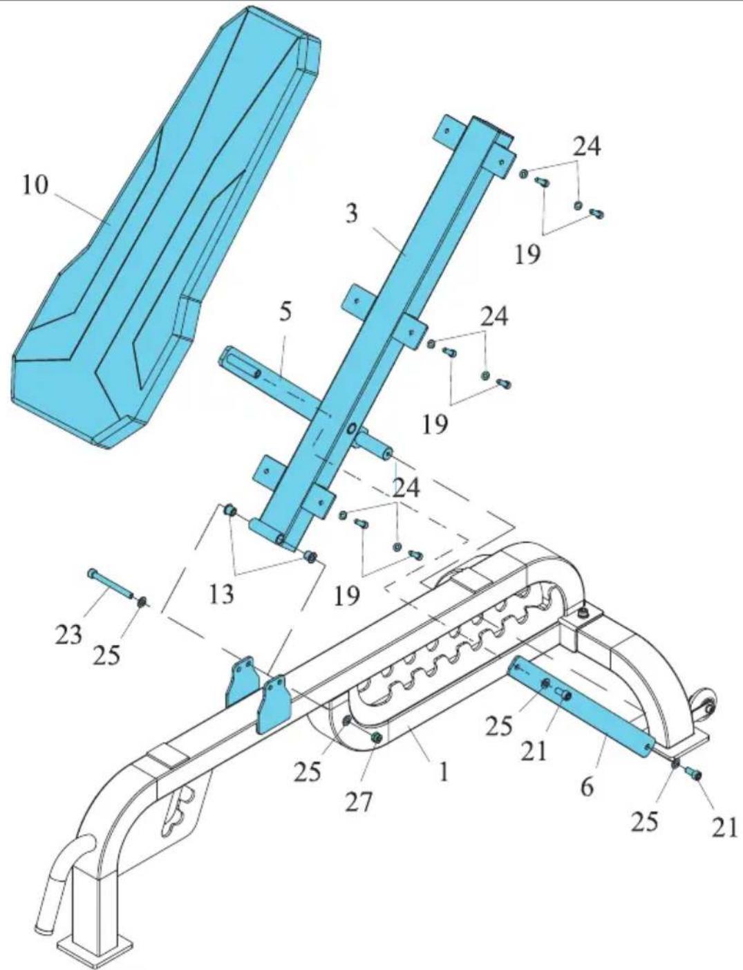 Technical diagram of a mechanical assembly with numbered components, likely a conveyor or lifting mechanism.