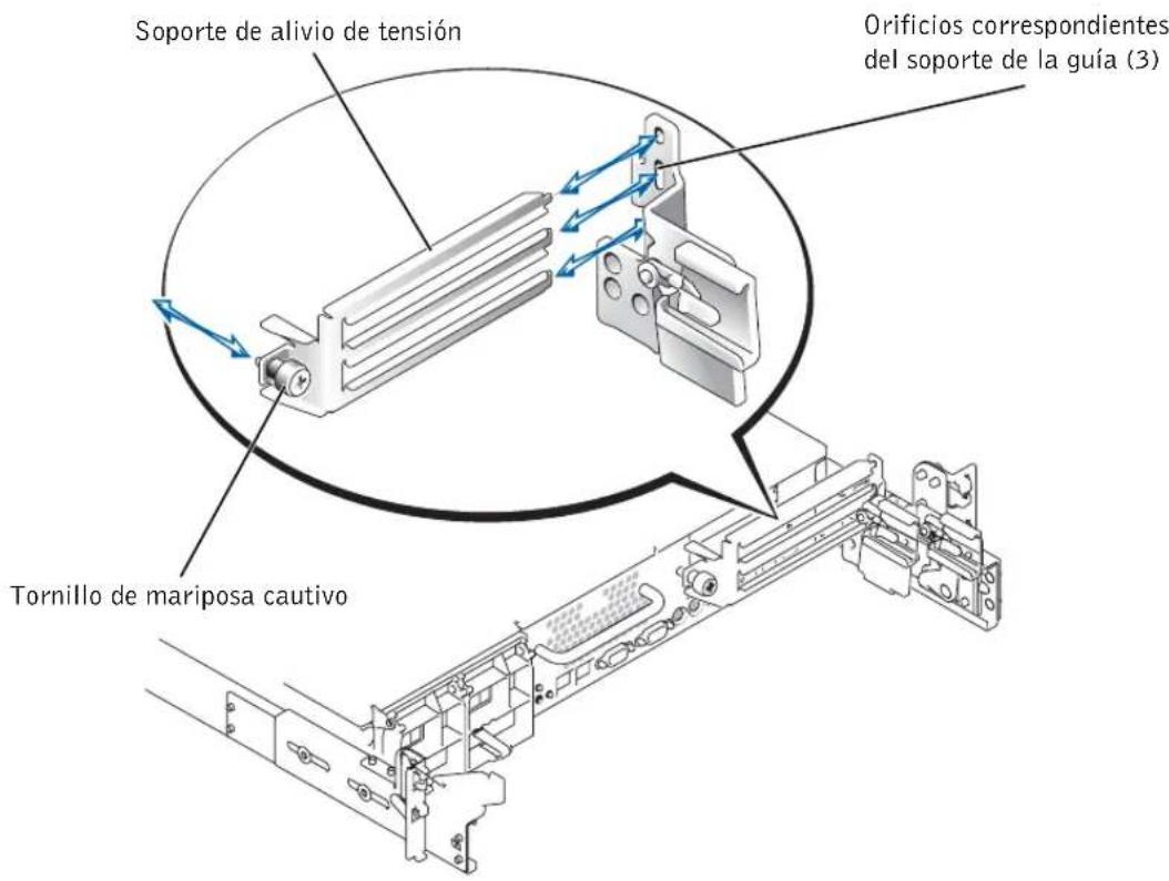 DELL PowerEdge 2650 - Instalación del soporte de alivio de tensión del cable SCSI - 2