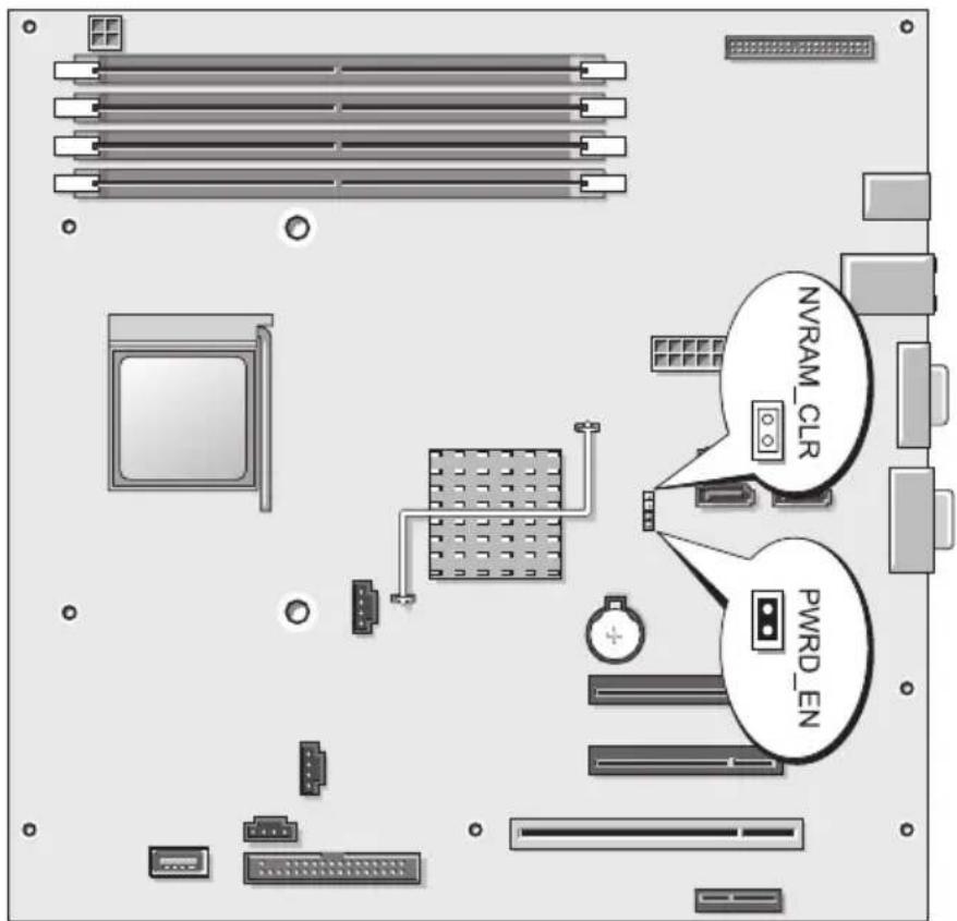 DELL PowerEdge T105 - 그림 1-1. 시스템 보드 점퍼 - 1