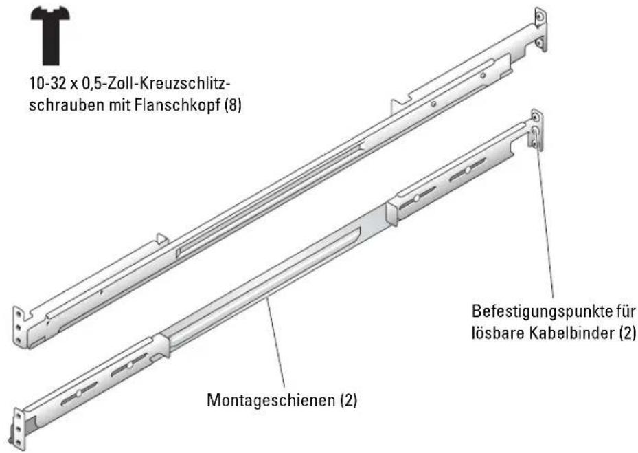 DELL PowerEdge 1850 - Abbildung 3-2. Inhalt des VersaRails-Rack-Kits - 1