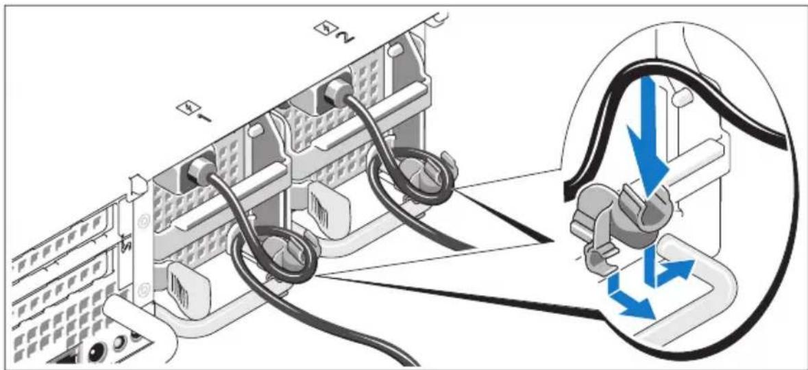 DELL PowerEdge R805 - Instalacion del soporte de retencion del cable de alimentacion - 1