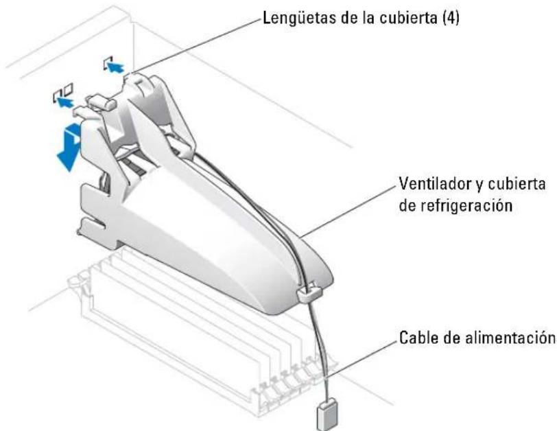 DELL PowerEdge SC1420 - Instalación del ventilador y la cubierta de refrigeración de la memoria - 2