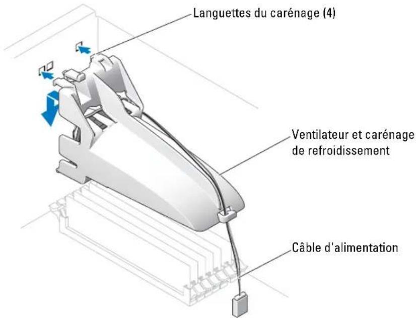 DELL PowerEdge SC1420 - Installation du ventilateur et du carénage de refroidissement de la mémoire - 2