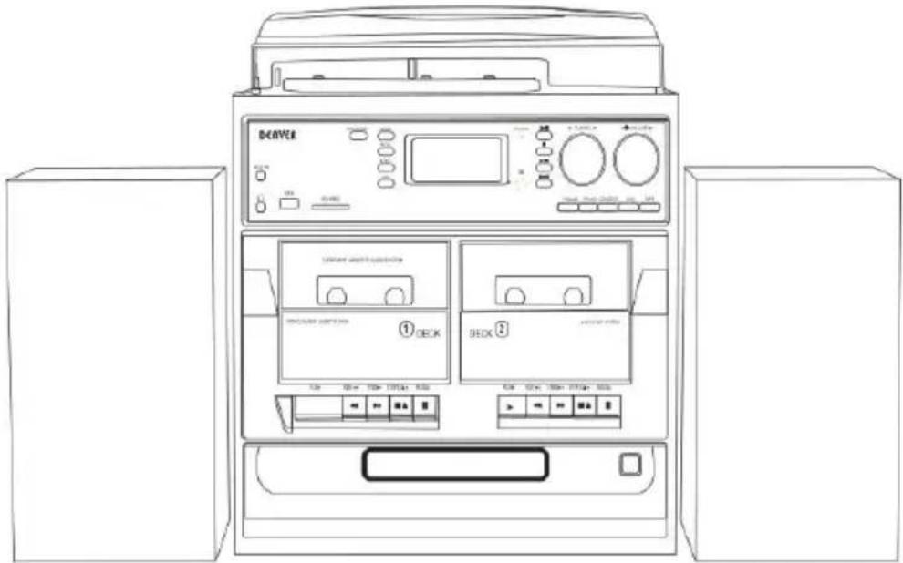 DENON MRD166 - GIRADISCHI CLASSICO CON RADIO DAB/FM, LETTORE CASSETTE E SLOT USB/SD - 1