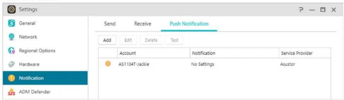 Asustor AS3304T - Notif push : - 1