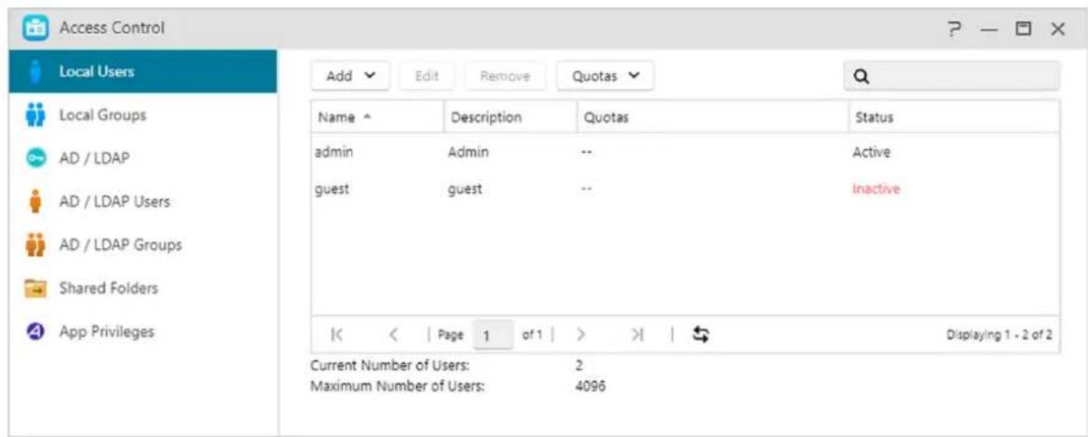 Asustor AS3304T - Utilisateurs locaux - 1