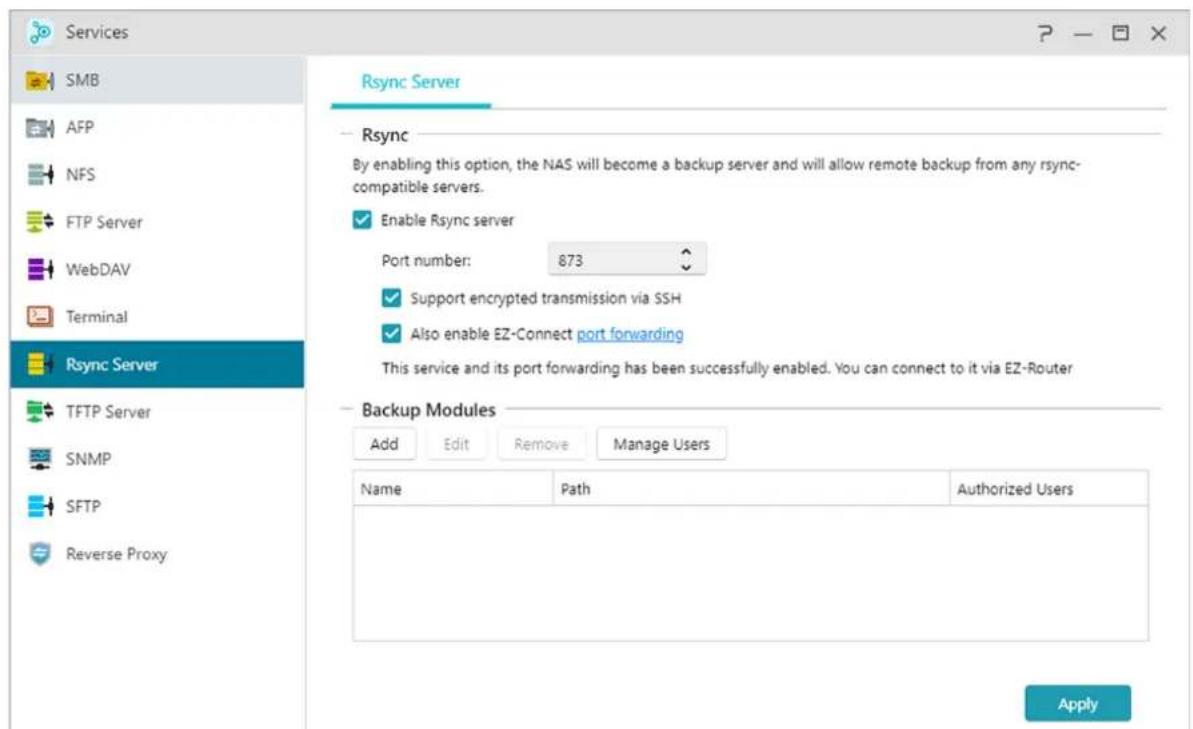 Asustor AS3304T - Activer verseur rsync: - 1