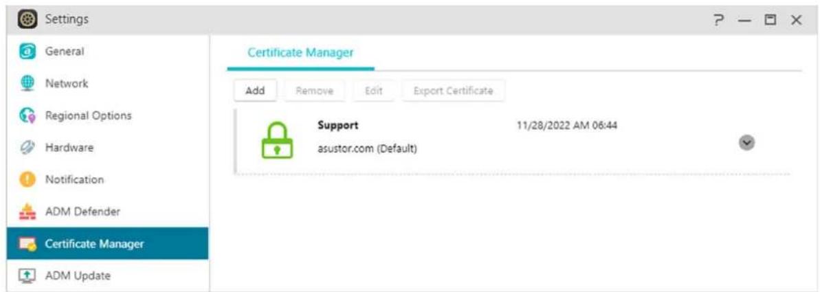 Asustor AS3304T - Gestionnaire de certificat - 1