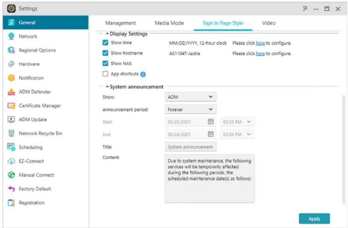 Asustor AS3304T - Annonce système: - 1