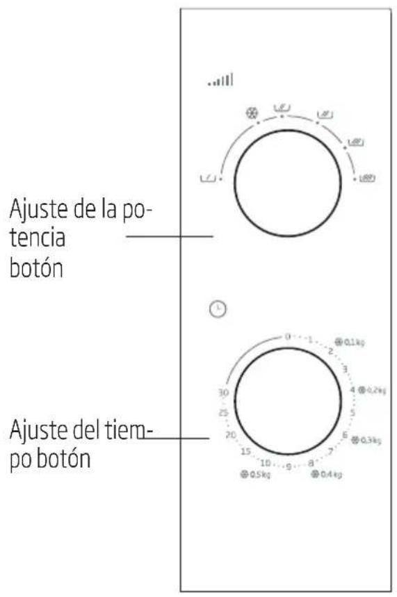 Ajuste de la potencia botón Ajuste del tiempo botón