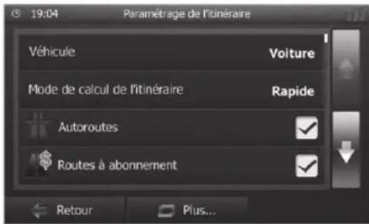 BLAUPUNKT Santa Cruz 370 - Adaptation des options d'itinéraire avant le guidage vers la destination - 3