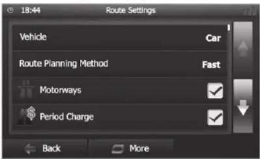BLAUPUNKT Santa Cruz 370 - Adjusting route options before the route guidance - 3