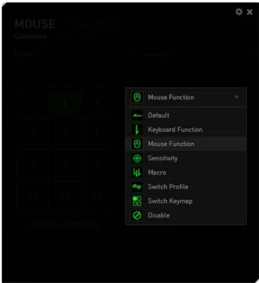 RAZER Naga Epic Chroma - MENU AFFECTATION DES BOUTONS - 1