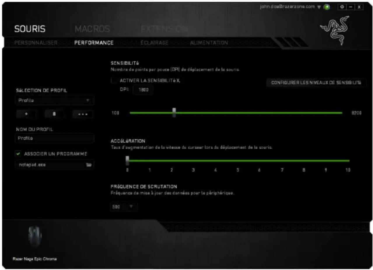 RAZER Naga Epic Chroma - ONGLET PERFORMANCE - 1