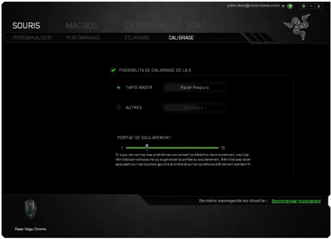 RAZER Naga Chroma - Onglet Calibrage - 1