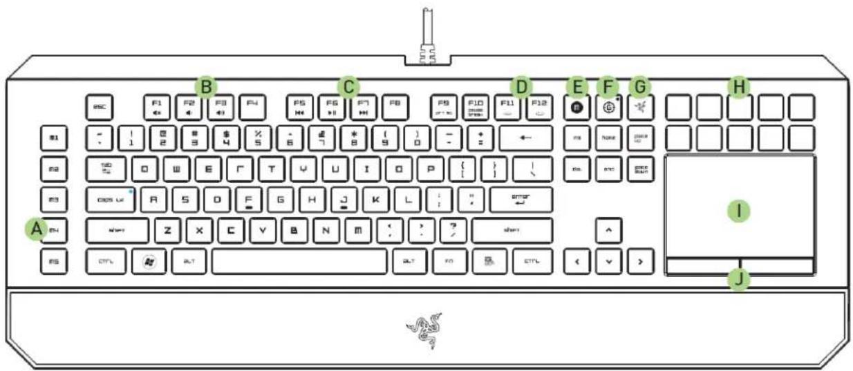 RAZER DeathStalker Ultimate - DISPOSITION DU CLAVIER - 1