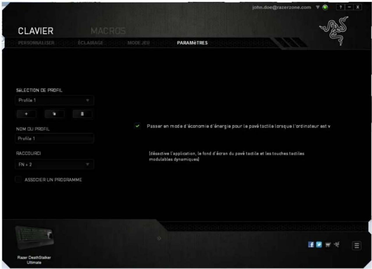 RAZER DeathStalker Ultimate - Onglet Paramètres - 1
