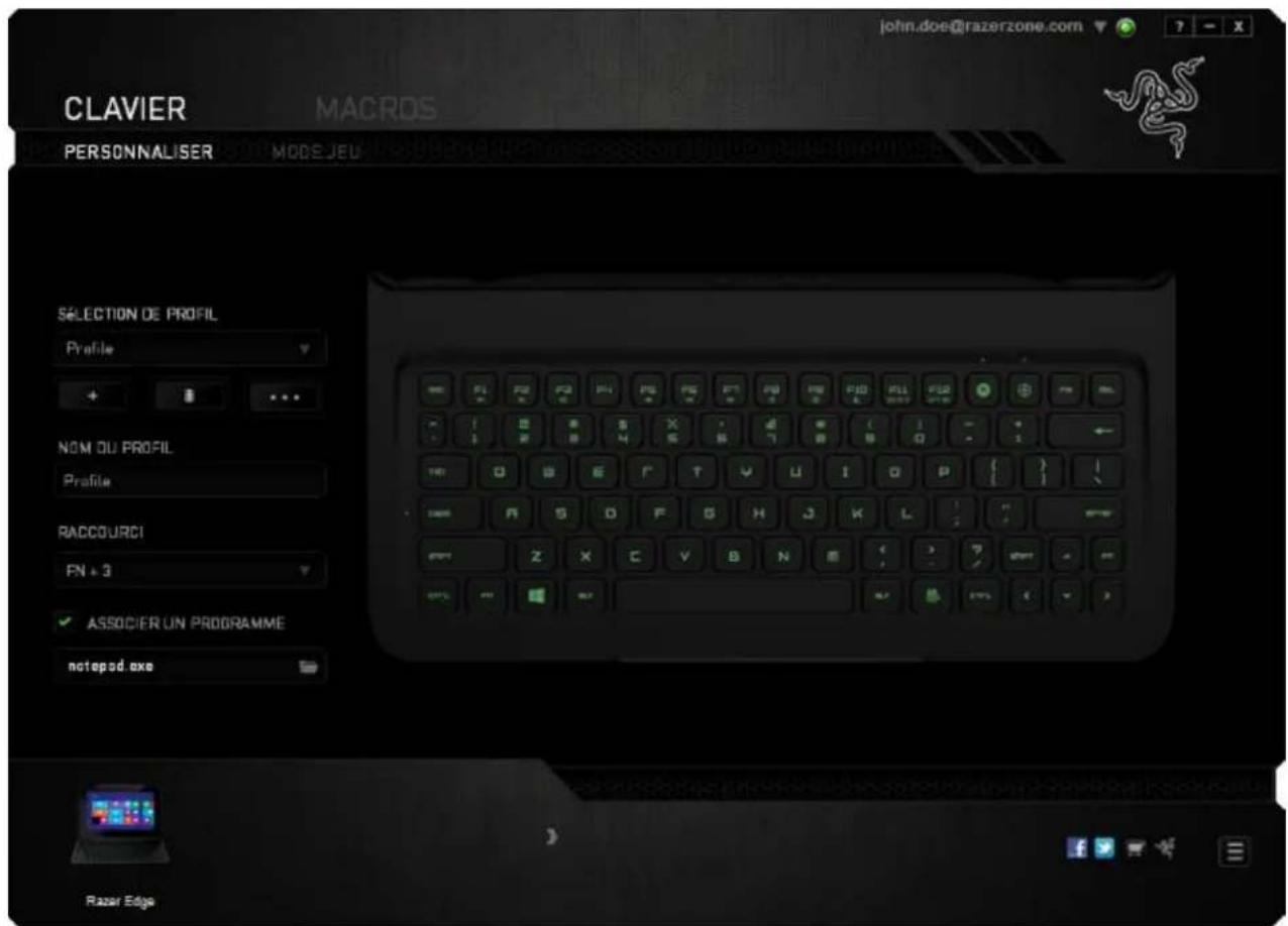 RAZER Edge Keyboard Dock - ONGLET CLAVIER - 1
