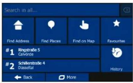 BLAUPUNKT TravelPilot 74² - Destination menu - 1