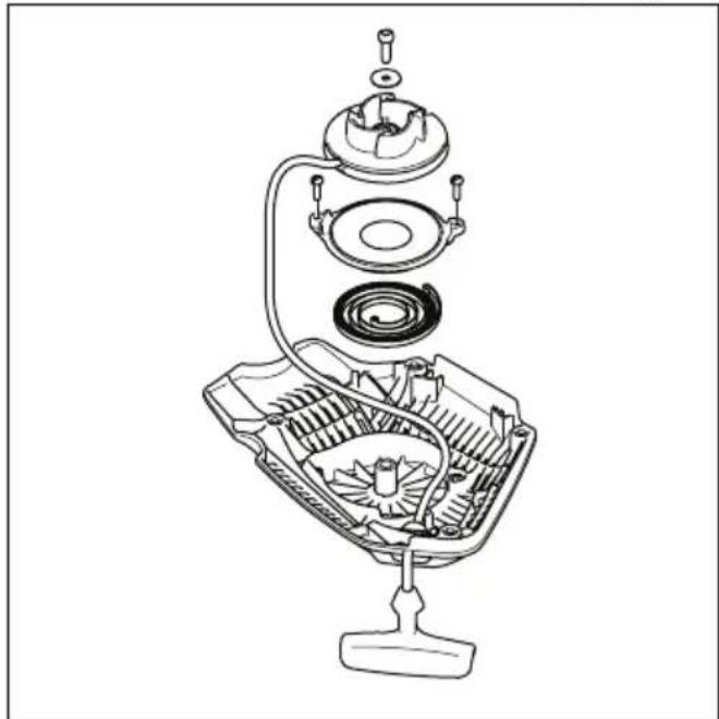 HUSQVARNA 592 XP - To replace a broken or worn starter rope - 4