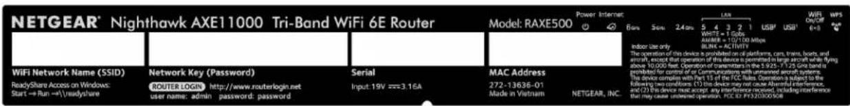NETGEAR Nighthawk RAXE500 - Libellé du routeur - 2