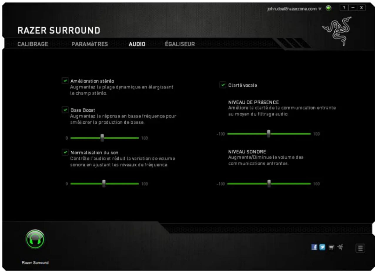 RAZER Surround Pro - CONFIGURER LES AMÉLORATIONS DU SON - 1
