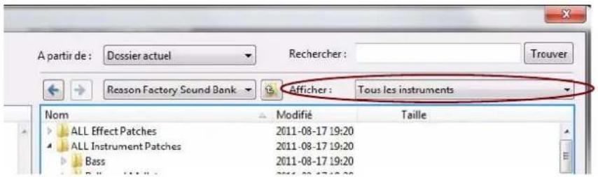 PROPELLERHEAD Reason 6.0 - Affichage de la liste déroulante - 1