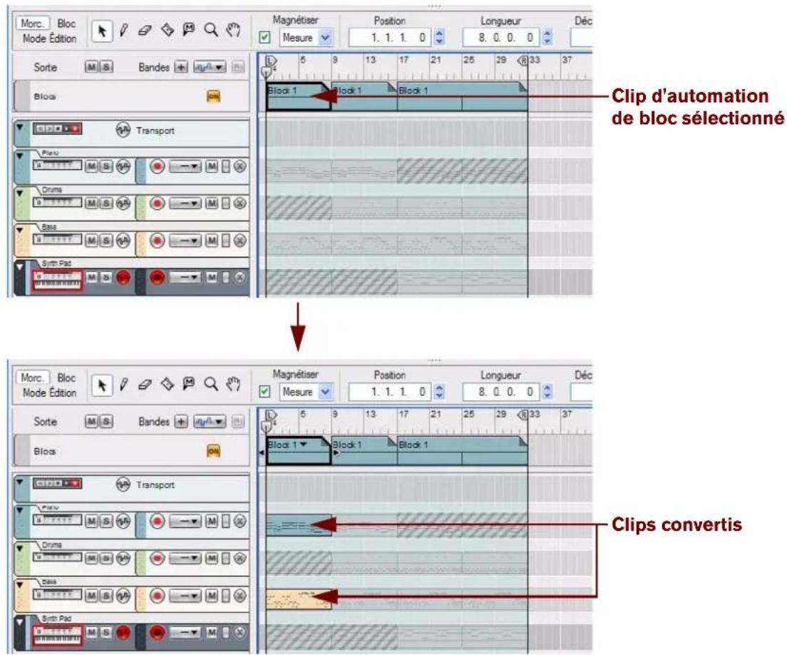 PROPELLERHEAD Reason 6.0 - Conversion de simples clips d'automation de blocs en clips en mode Morceau - 1