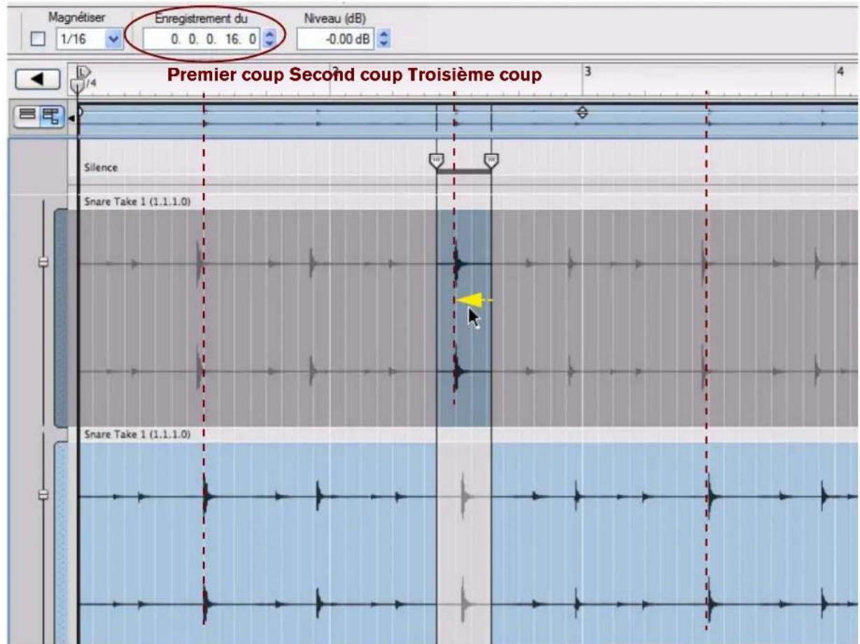 PROPELLERHEAD Reason 6.0 - Maintenez enforcée la touche [Ctrl](Win) ou [Option](Mac) et copiez balayez la zone entourant le second coup de caisse claire. - 3