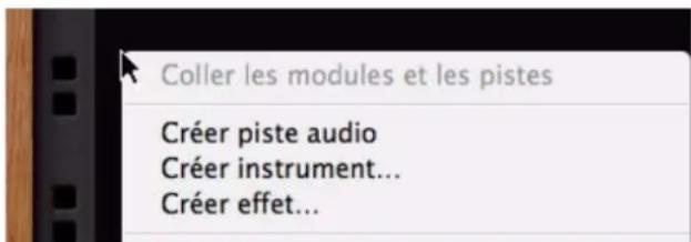 PROPELLERHEAD Reason 6.0 - Menu contextuel de « l'arrière-plan » du rack - 1