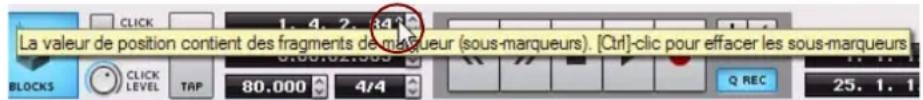 PROPELLERHEAD Reason 6.0 - À propos des sous-marqueurs dans l'affichage Position du morceau - 1
