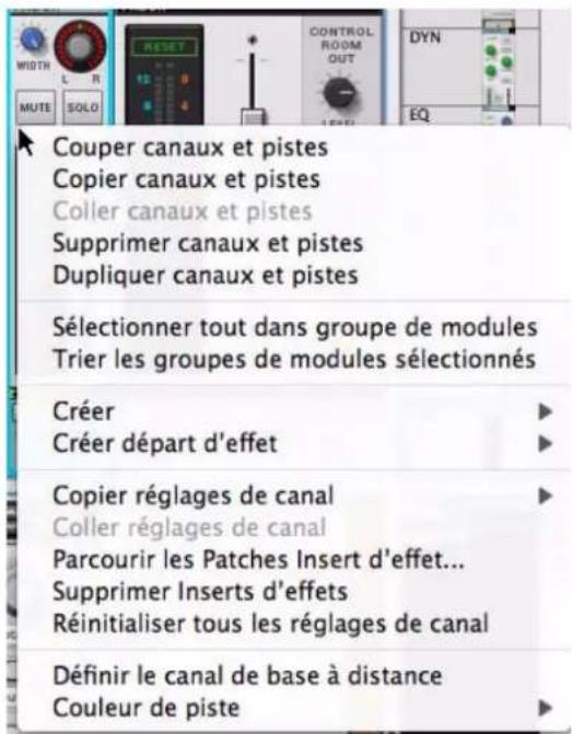 PROPELLERHEAD Reason 6.0 - Menu contextuel de la bande de voie de mixage principale - 1