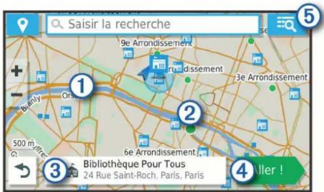 GARMIN Dezl OTR500 - Résultats d'une recherche de position sur la carte - 1