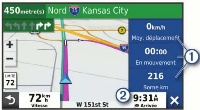 GARMIN Dezl OTR500 - Affichage d'informations personnalises sur le trajet sur la carte - 1