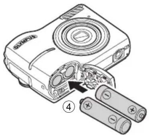 OLYMPUS X760 - a. Insert the batteries into the camera - 2