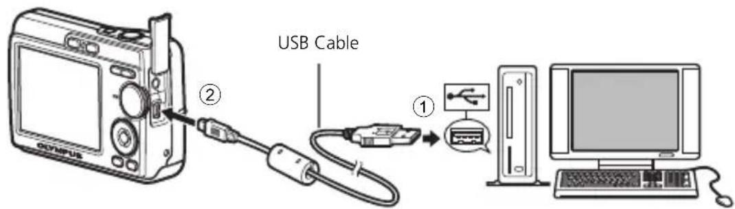 OLYMPUS X760 - Connect the camera to the computer - 1