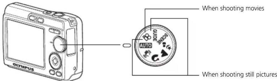 OLYMPUS X760 - a. Set the mode dial to AUTO - 1
