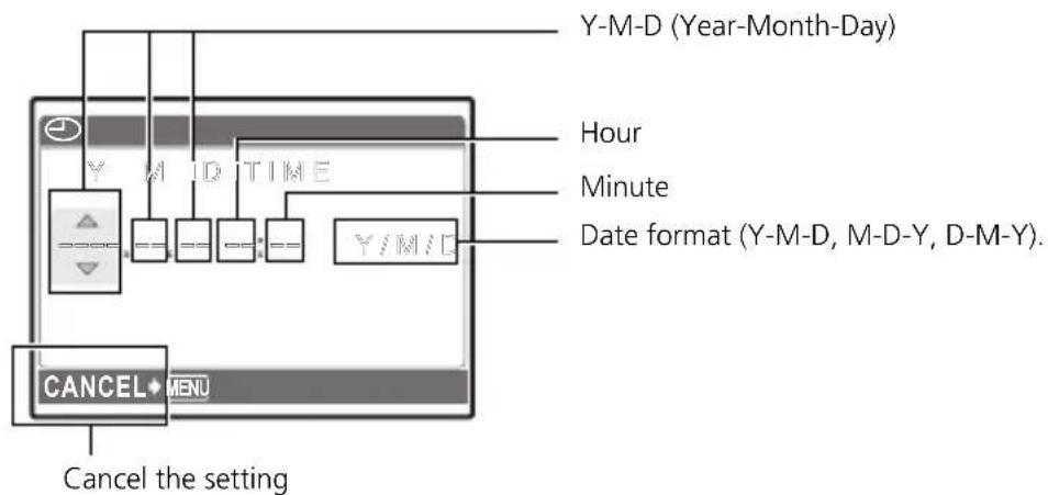 OLYMPUS X760 - About the date and time setting screen - 1