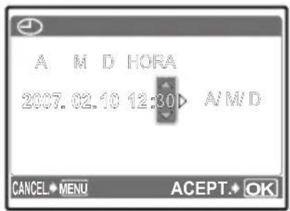 OLYMPUS X790 - Información de la pantalla de ajuste de fecha y hora - 6