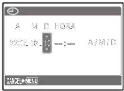 OLYMPUS X790 - Sobre o ecrã de definição da data e hora - 5