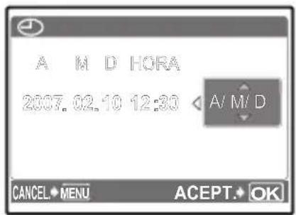 OLYMPUS X790 - Información de la pantalla de ajuste de fecha y hora - 7