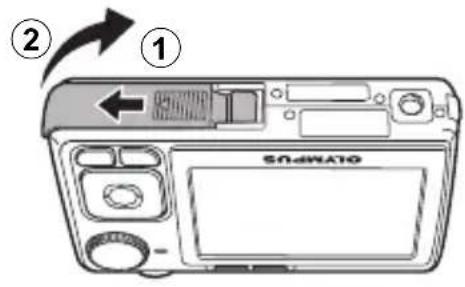 OLYMPUS X790 - b. Insert the battery in the camera. - 1