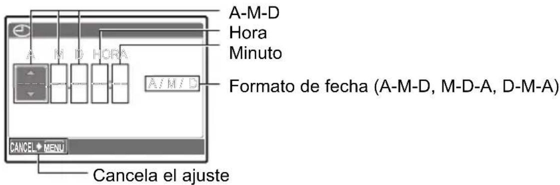 OLYMPUS X790 - Información de la pantalla de ajuste de fecha y hora - 1