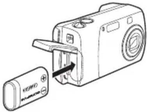 OLYMPUS Camedia D540 Zoom - Introduisez les piles, en prenant garde de les placer dans le bon sens, comme l'indique l'illustration. - 2
