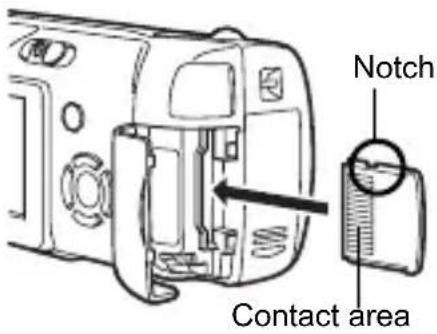 OLYMPUS Camedia D540 Zoom - Face the card the correct way and insert it into the card slot as shown in the illustration. - 1